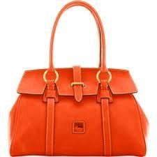 DOONEY & BOURKE Orange Florentine Leather Tab Collar Satchel Handbag