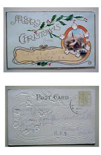 IA Keota Iowa Gilded Christmas Greeting Postcard C1910