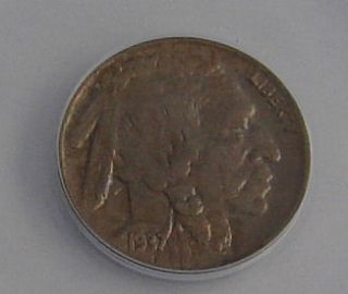 1937 D FIVE CENT NICKEL 3 LEG ANACS EF   40 CERTIFIED ANACS EF   40