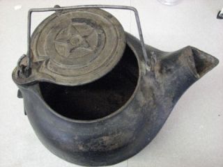Vintage CAST IRON Star # 8 Tea Kettle Pot swing lid   Bottom fits Cook