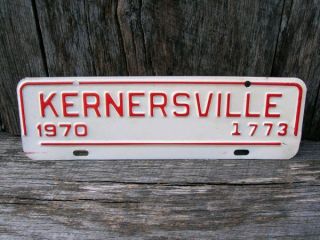 Vintage Old 1970 Kernersville North Carolina City Tag License Plate