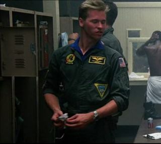 As seen in the movie Top Gun ,on the flight suit worn by ICEMAN.