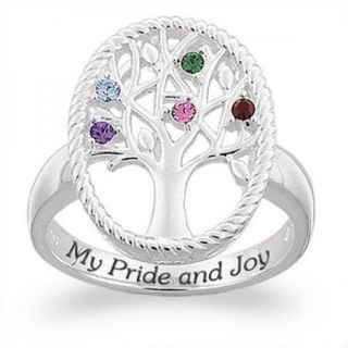 Sterling Silver Family Tree Birthstone Ring Up to 7 Stones