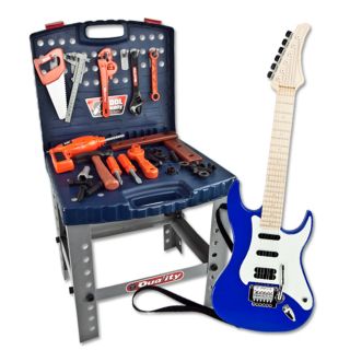 Toy Tool Set Pretend Electric Guitar Playset Kids Boys Children Deluxe