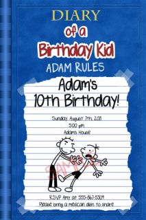 Custom Birthday Party Invitations Diary of A Wimpy Kid