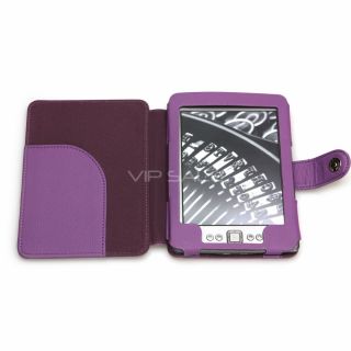 Kindle 4 Purple Premium Leather Cover Case with Compact Reading Light