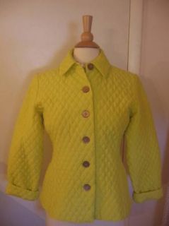 Womens Kiko 100 Silk Bright Chartreuse Quilted Short Jacket S