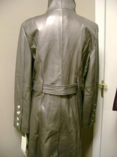 Marvin Richards New York Silver 3/4 Length Leather Trench Coat w/ Belt