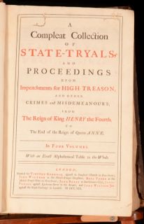 1719 1738 5 Vols Compleat Collection of The State Tryals Thomas Salmon