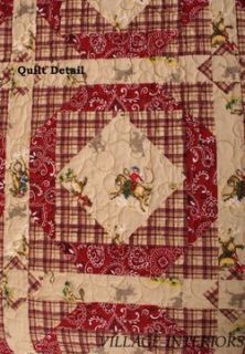 Horse Cowboy Rodeo Bandana Red 100 Cotton Oversize King Quilt