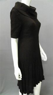 Kim Rogers Womens L Knit A Line Sweater Dress Brown Knee Length Short