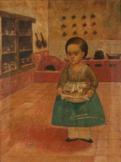 Old Mexico Oil Painting Girl Chicks Kitchen Famous Mexican Listed