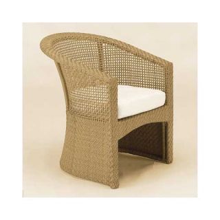 Woodard Trinidad Wicker Barrel Dining Arm Chair with Cushion
