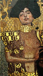 Klimt Judith Mosaic Art Mural Stone and Gold Glass