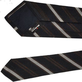 Brand New KITON 7 Fold Tie Black Brown Silver Stripes Authentic $275