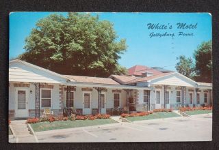 1959 Whites Motel Routes 15 and 140 Gettysburg PA Adams Co Postcard
