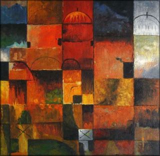 Hand Painted Oil Painting Repro Paul Klee Red and White Domes