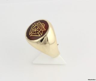 Knights of Columbus Genuine Carnelian Ring 14k Yellow Gold Solid Back
