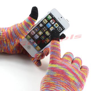 Colors Pattern Touch Screen Warm Knit Gloves for Apple iPhone iPod
