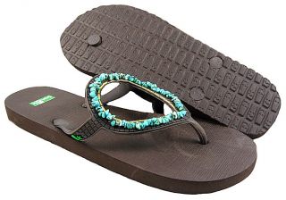 New Sanuk Womens Ibiza Gypsy Turquoise Thong Sandal Shoes US Sizes