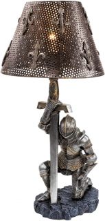 Weary Warrior Knight Kneeling in Full Battle Armor Table Desk Console