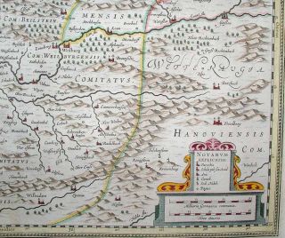 1633 Hondius Map Nassau Koblenz Wiesbaden Marburg Lahn