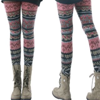 Aztec Sweater Leggings for Women Winter Warm Kintted Knit Maya Tights