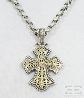 Konstantino Sterling Silver 18K Yellow Gold Cross Pendant Necklace