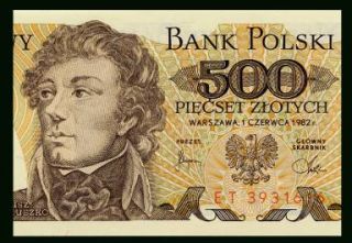 Banknote of Poland 1982 Kosciuszko Portrait Pick 145 Crisp UNC