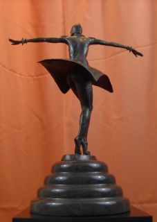 Art Deco Kora Bronze Statue Demetre Chiparus Unique Marble Base