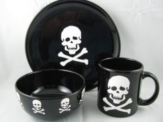 New Pirate Skull Crossbones Snack Set 3pc