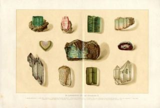 Precious Stones Gems Antique Chromolithograph Print H Kraemer