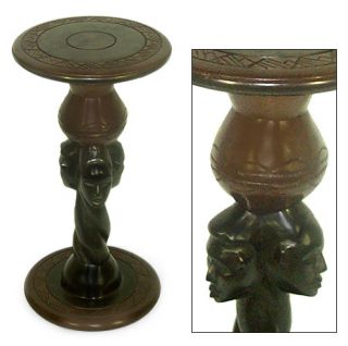 Tribal Harmony African Hand Carved Accent Table New