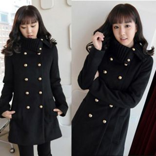 Womens Winter Slim Fit Trench Coat Long Jacket Ladies Double Breasted