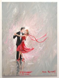Pete Rumney Art Dancing in The Light Painting Red Dress Tuxedo Romance
