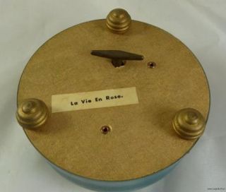 Vintage Powder Box Tin Music Box Deco La Vie En Rose Vanity