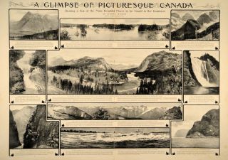 1901 Print Canada Lachine Rapids Fraser River Rockies   ORIGINAL