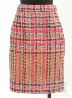 Bazar de Christian Lacroix Pink & Multicolor Woven Boucle Pencil Skirt