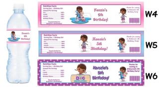Doc McStuffins Printed Water Bottle Labels Birthday Party Favors