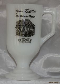 Jean Lafittes Absinthe House New Orleans Souvenir White Milk Glass