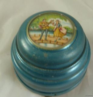 Vintage Powder Box Tin Music Box Deco La Vie En Rose Vanity