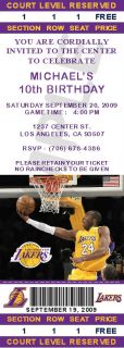 12 Los Angeles Lakers Birthday Ticket Invitations