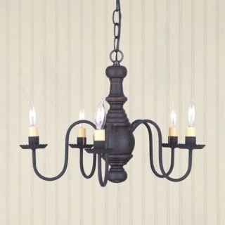 Lancaster 5 arm Wooden Chandelier in Black / Red  Primitive Country