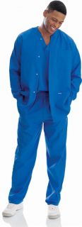 New Landau 7551 Mens Warm Up Jacket Royal Blue Medical Nurse Scrubs