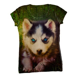 AnimalShirtsUSA Emo Husky Puppy Womens Top Ladies T Shirt
