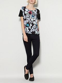 Therapy Jewel graphic print front woven tee black multi   
