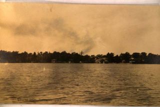 1916 RPPC Houses Along Lake Orion Shoreline in Orion Michigan MI