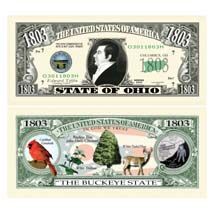 Ohio State Dollar Bills The Buckeye State 2 $1 00