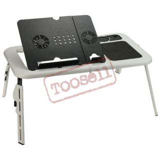 White Portable Laptop Computer Table Bed Tray Cooling Fan US