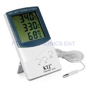 Indoor Outdoor Digital Thermometer Hygrometer with Dual Sensors Large